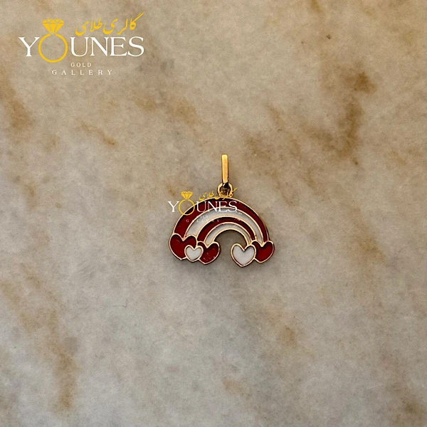 آویز طلا میناکاری رنگین کمان قلبی